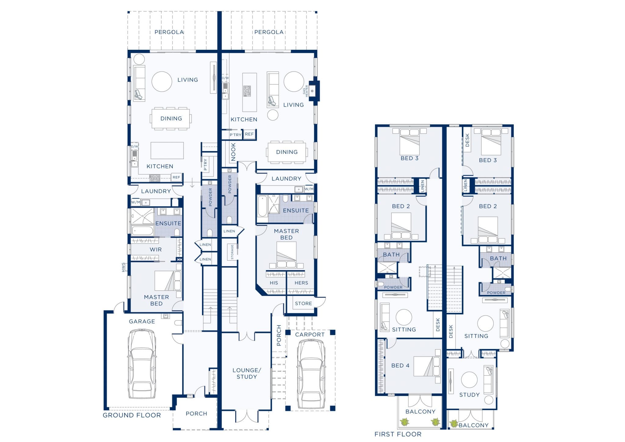 Plan of custom duplex home at Heyfeild