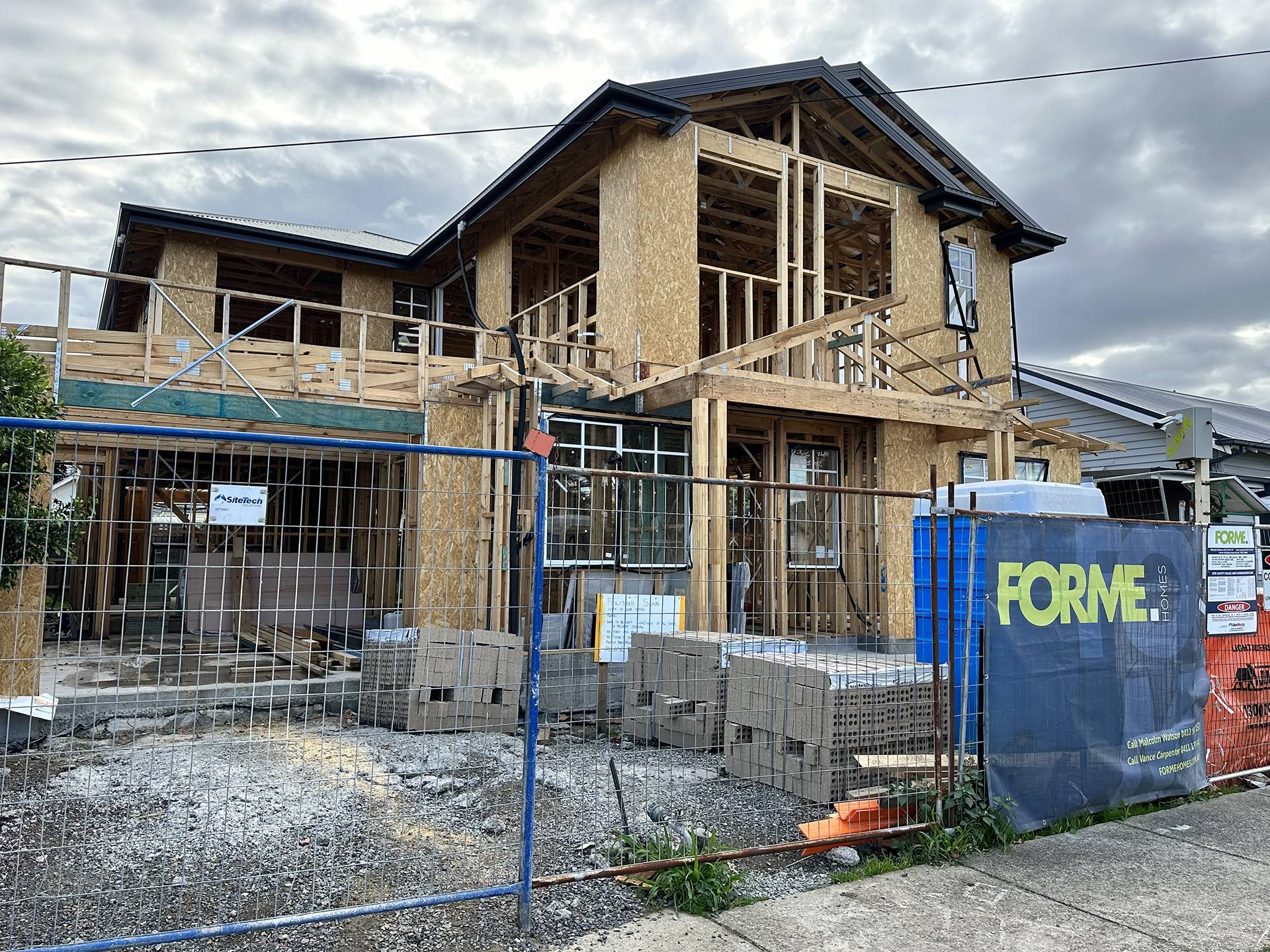 Wooden frame of 2 story house