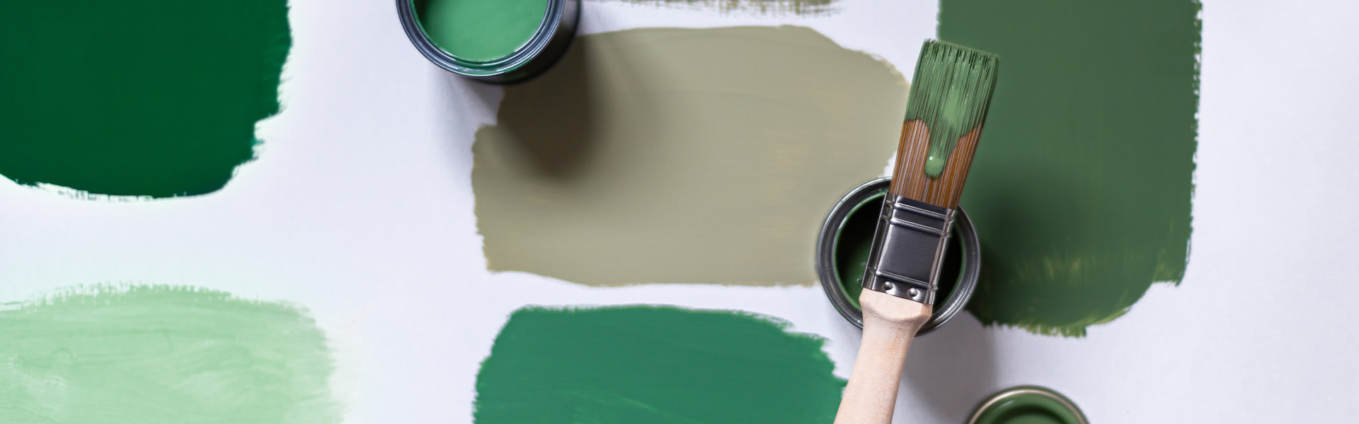 Green paint samples on wall