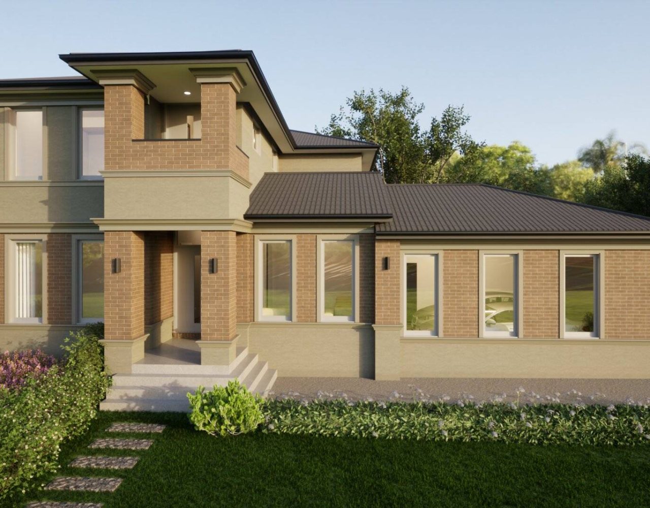 Concept design of brown brick modern house