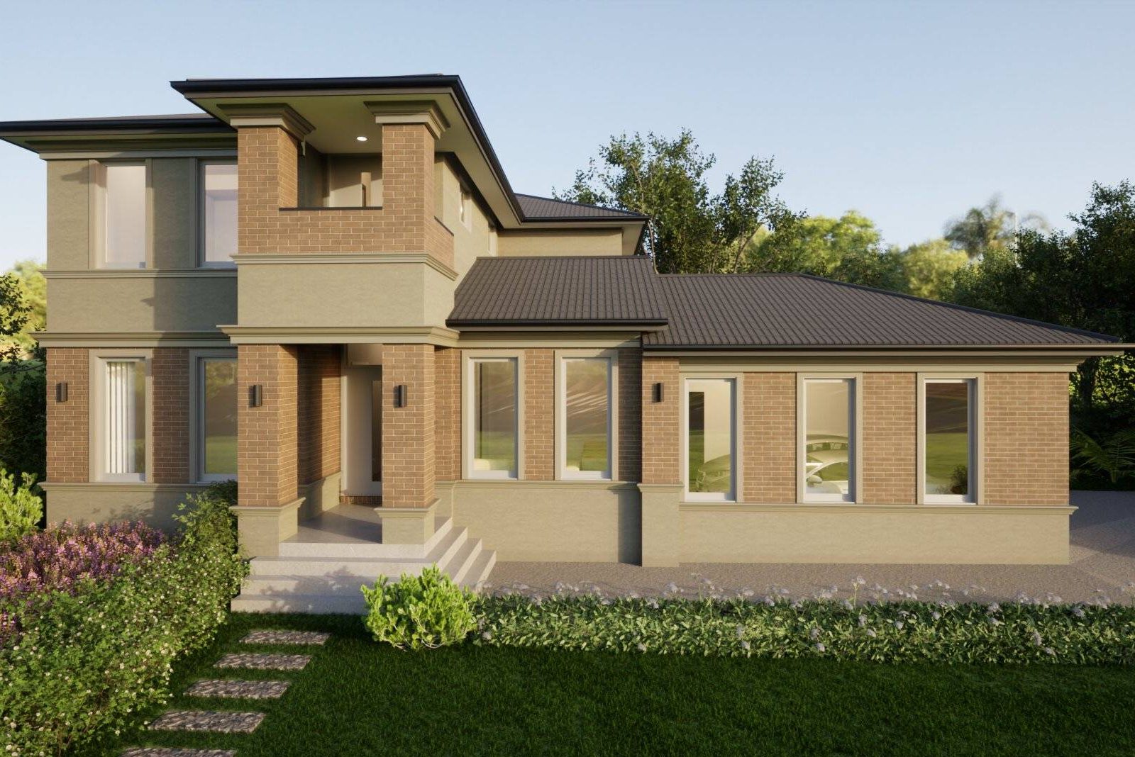 Concept design of brown brick modern house